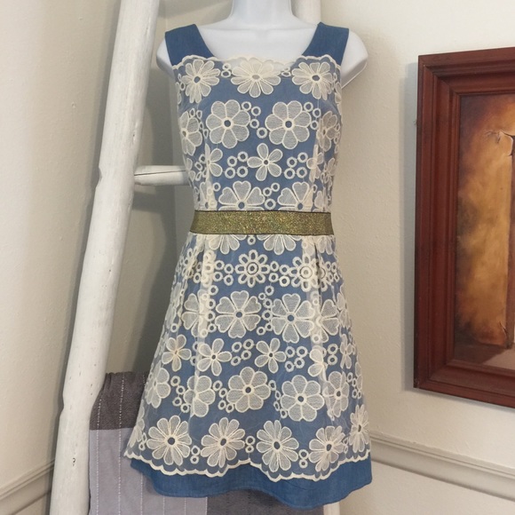 American Rag Dresses & Skirts - American Rag Cie denim lace dress size L juniors